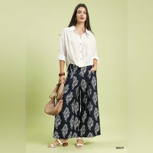 Umgee Abstract Print Wide Leg Pants🆕